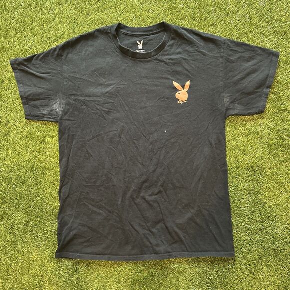 Playboy Other - Playboy Shirt Mens Large Black Pink Spell Out Play Mates Bunny Hugh Hefner Tee